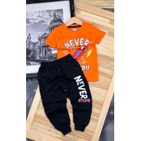 Комплект двойка для мальчика Футболка и штаны Never give Up оранжевый